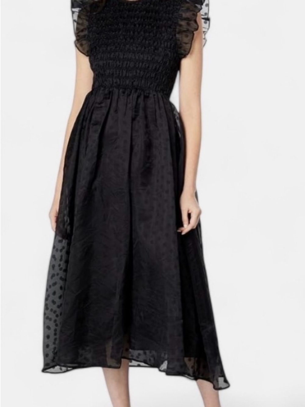 Sugarlips Black Midi Smocked Tulle  Dress